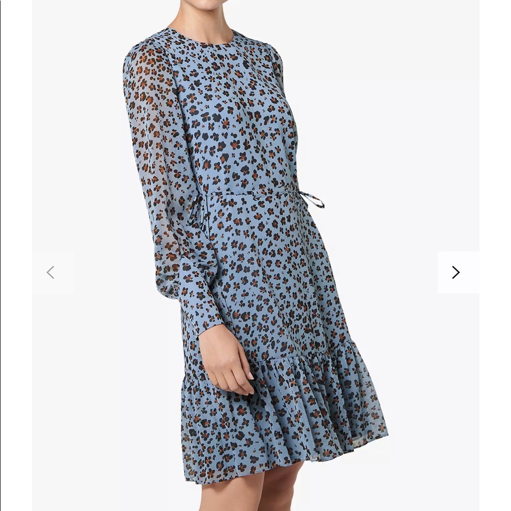 LK Bennett light blue leopard print dress, US 4 (Dakota Print)